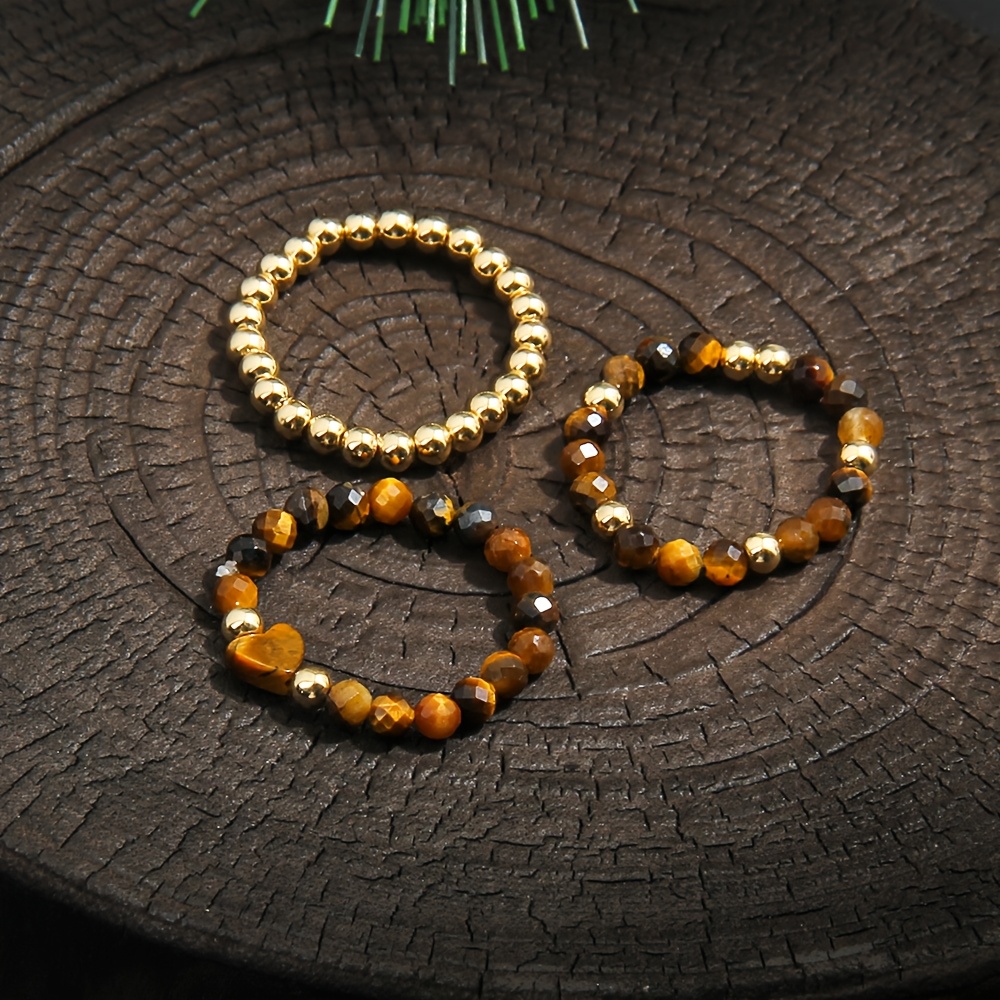 3pcs Elegant Stretch Beaded Rings Set, Gift-Ready